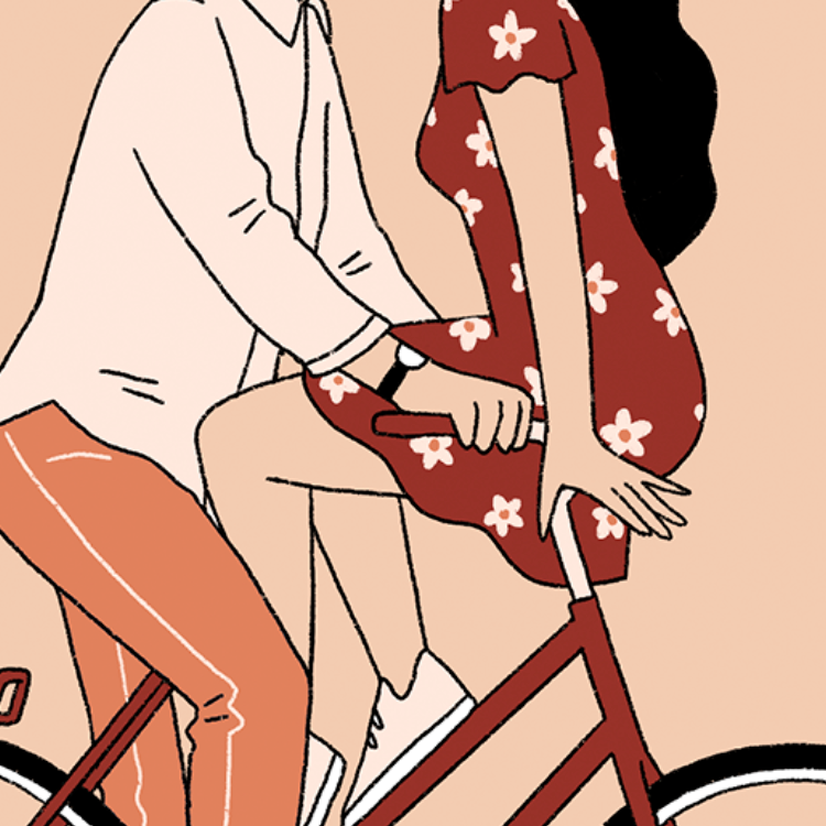 Carte . Lovers on bike