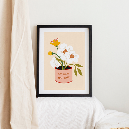 Pot de fleur rose (A4 ou 30x40) * Affiche à l'unité