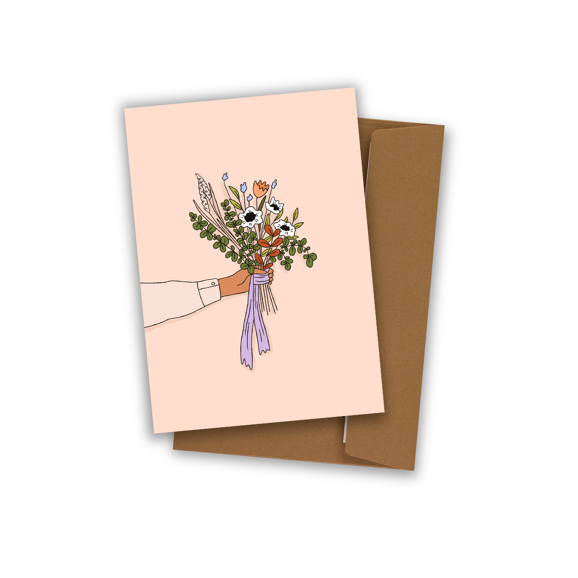 Carte . Bouquet rose
