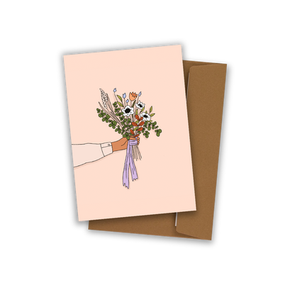 Carte . Bouquet rose