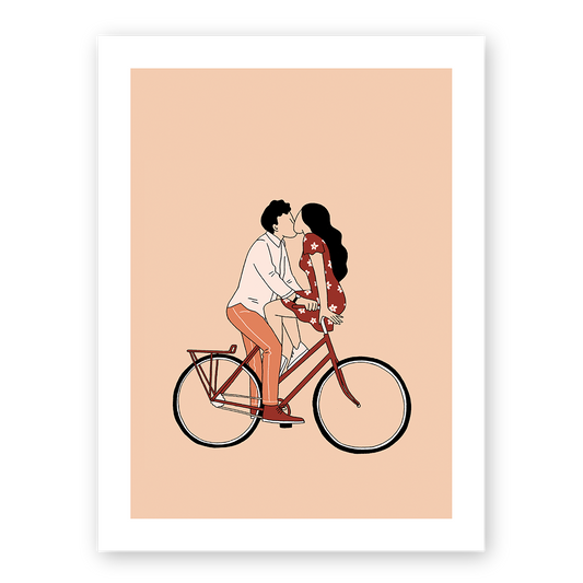 Lovers on bike (A4 ou 30x40) * Affiche à l'unité